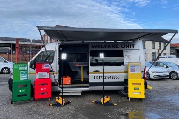 Welfare van and awning - Welfare Vans 4 Less - Van hire Staffordshire Cheshire